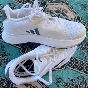 White and black adidas running sneakers basically new kids size 2